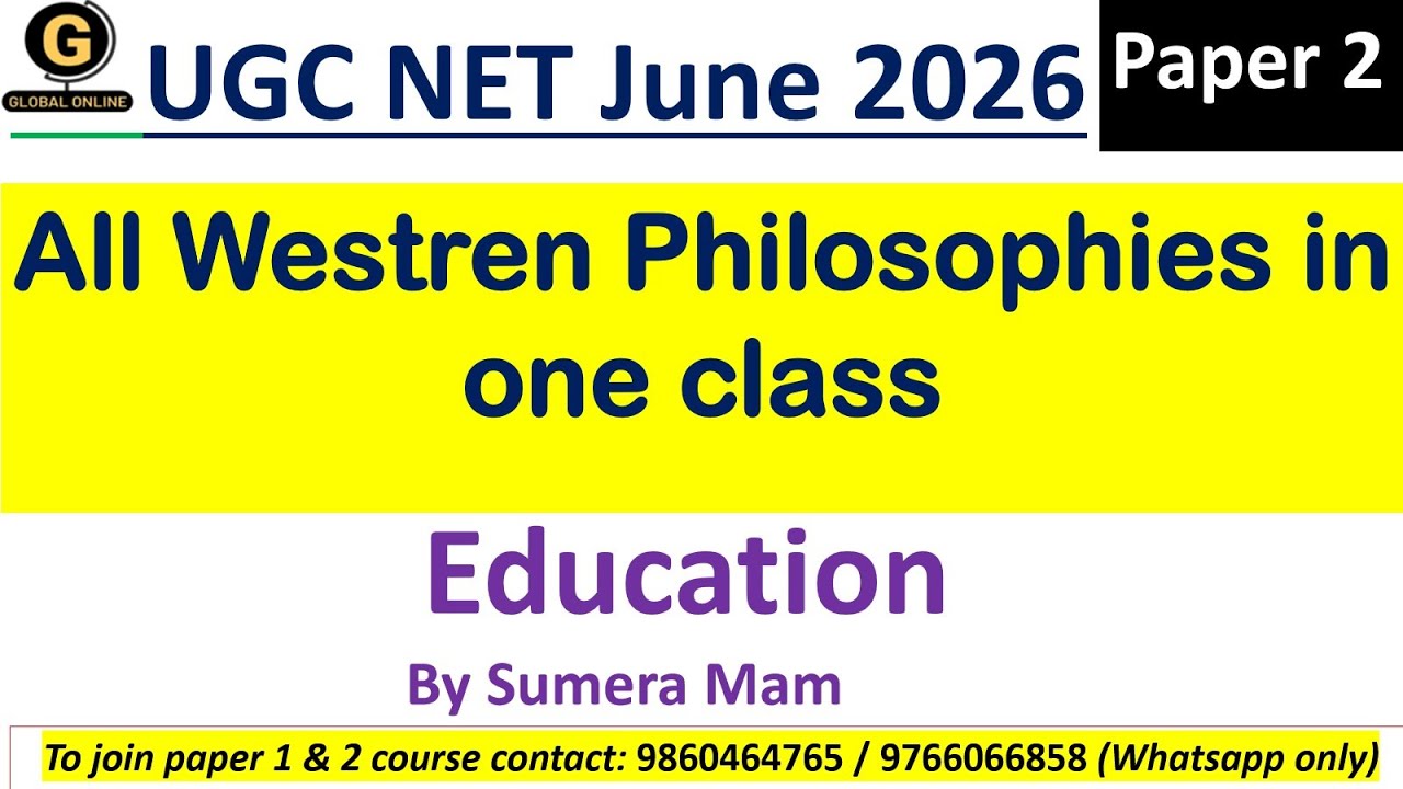 All Westren Philosophies in one class for UGC NET June 2026| Education| Paper 2