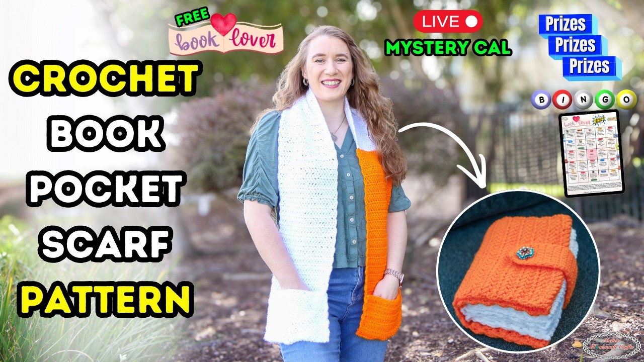Book Pocket Scarf Crochet Tutorial 📚🧣 Pattern 6 of the Book Lover Mystery CAL + Prizes