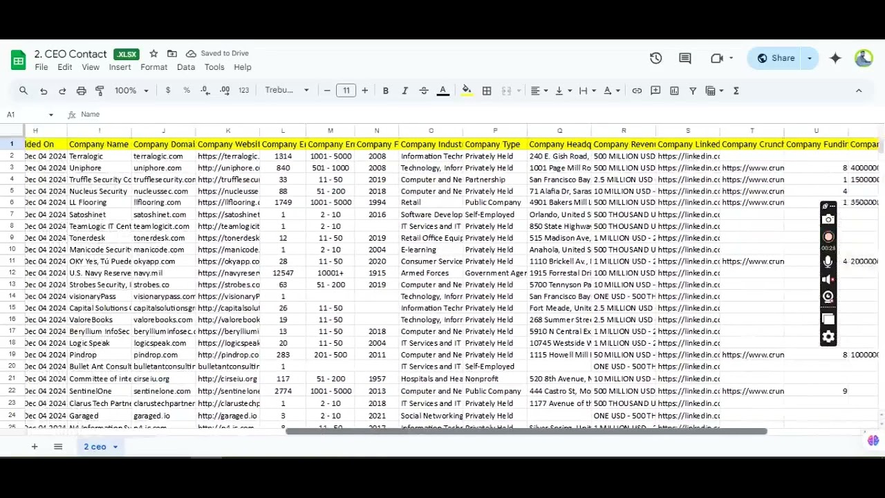 CEO Contact List Bulding / linkedin Lead Generation
