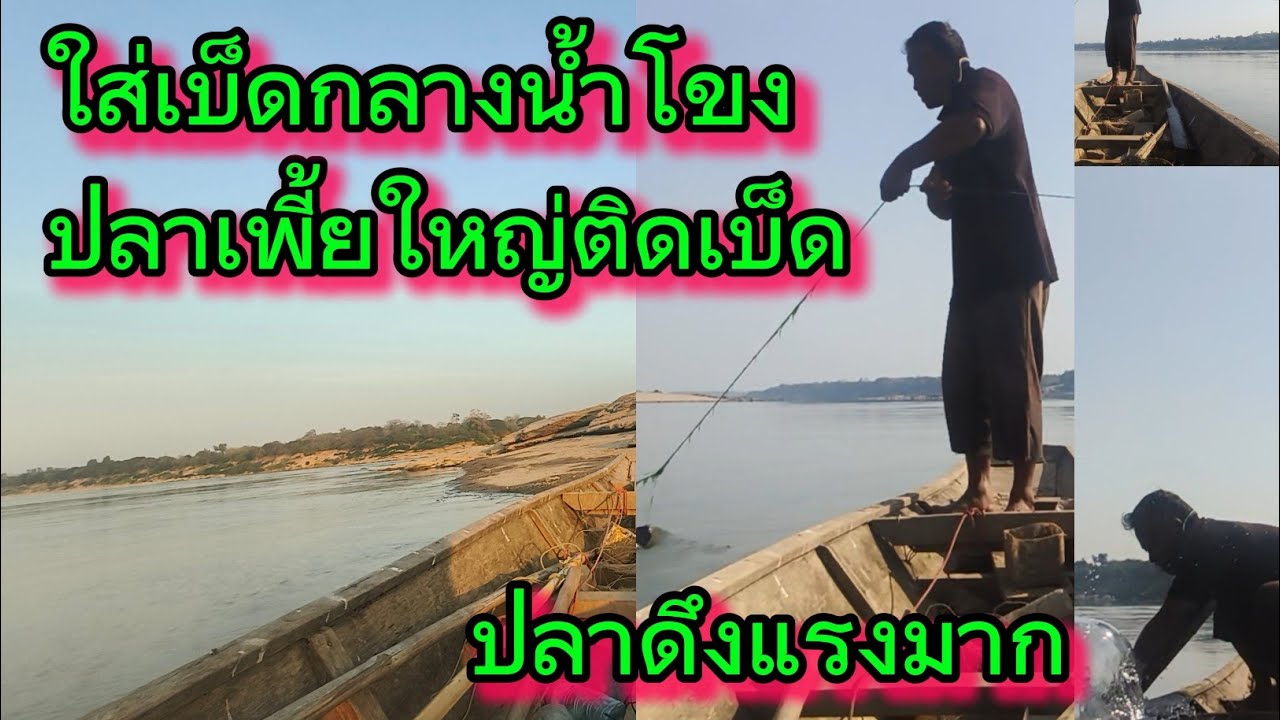 ลุ้นปลาตัวใหญ่ติดเบ็ดกลางน้ำโขง #ใส่เบ็ด #ตกปลา #หาปลา #ประมง