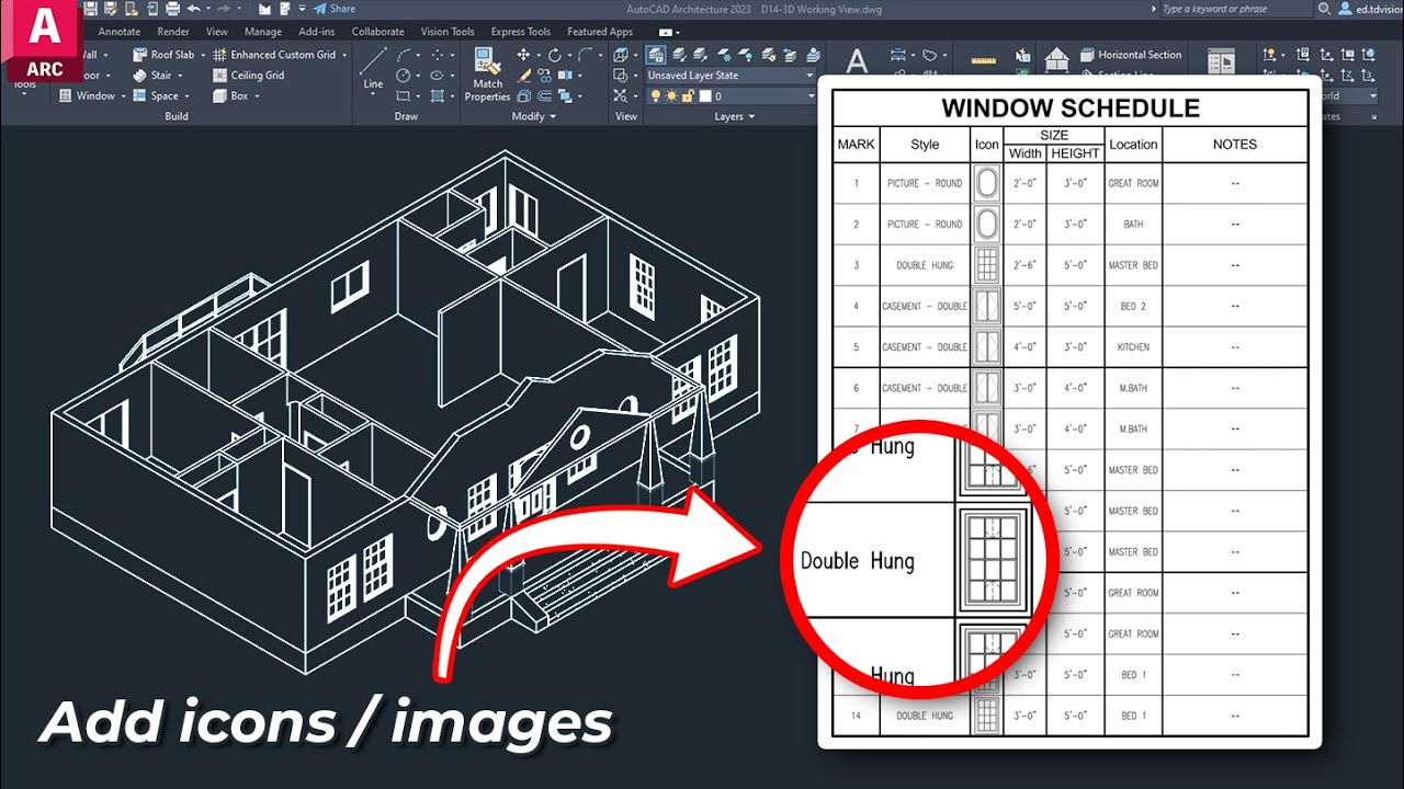 Window / Door Schedules in AutoCAD Architecture 2025 (add images and icons)