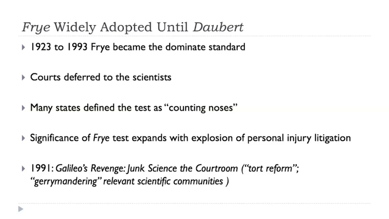 Establishing the Frye Standard