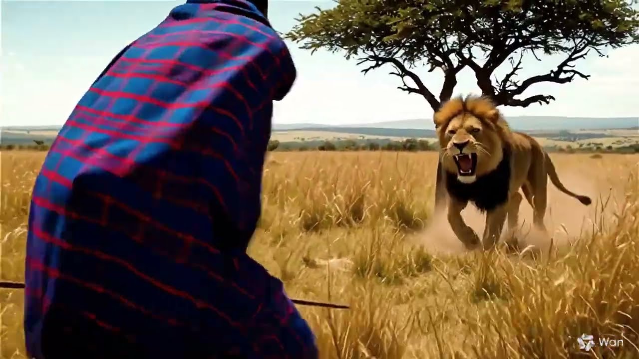 Brave Maasai Warriors vs  The Lion!