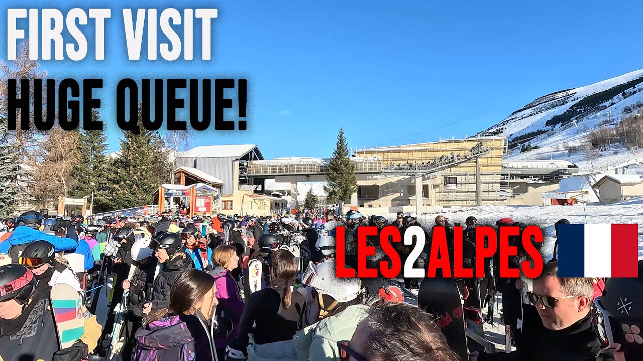 [4K] Skiing Les2Alpes, My First Visit and Getting Stuck in a Huge Queue, France, GoPro HERO11