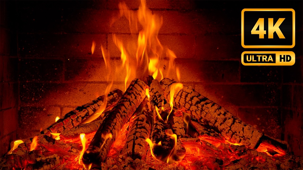 Silent Fireplace Night | Gentle Jazz with Burning Wood for Better Sleep | 4K 10 Hours