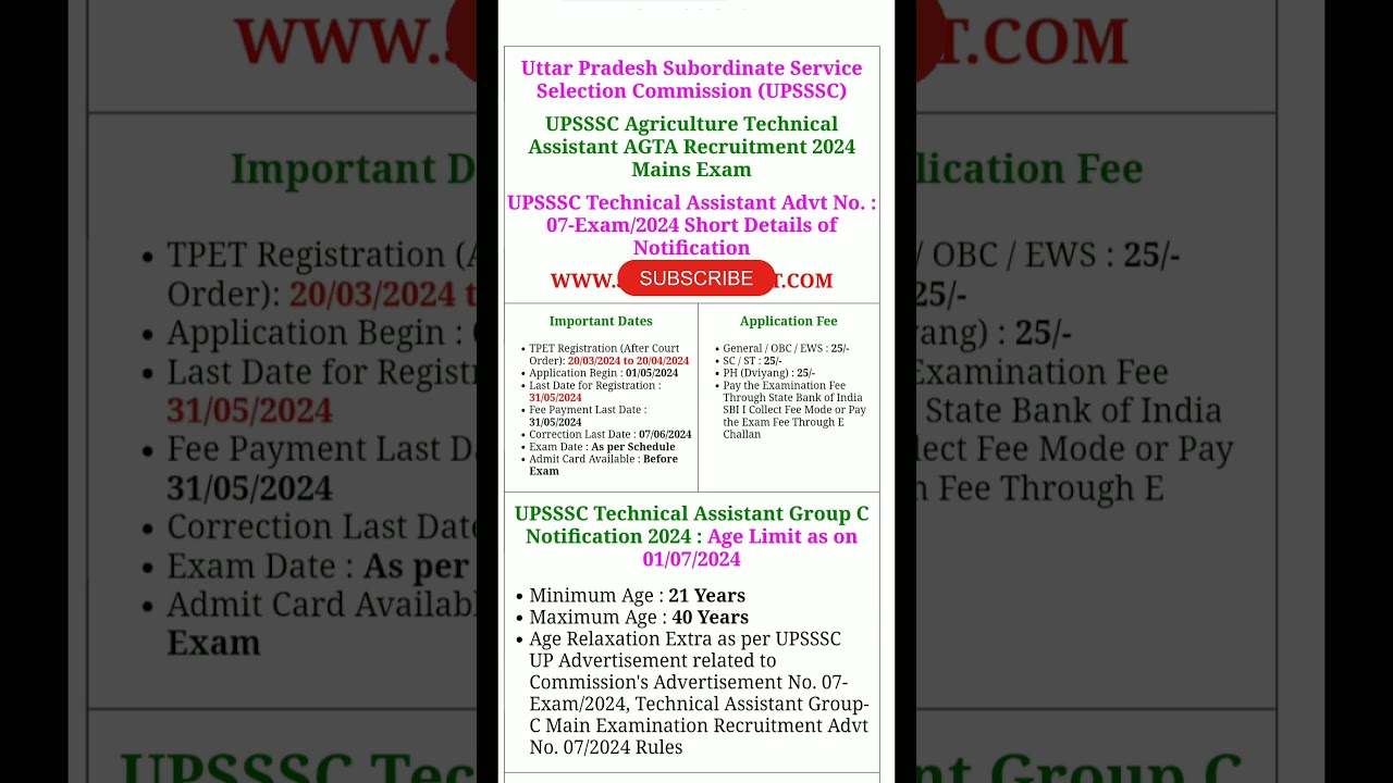 UPSSSC UP Agriculture Technical Assistant Group C AGTA Recruitment 2024 Apply Online for 3446 Post