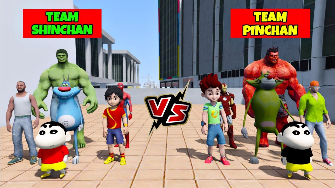 FRANKLIN PLAYING HIDE AND SEEK WITH TEAM SHINCHAN AND TEAM PINCHAN