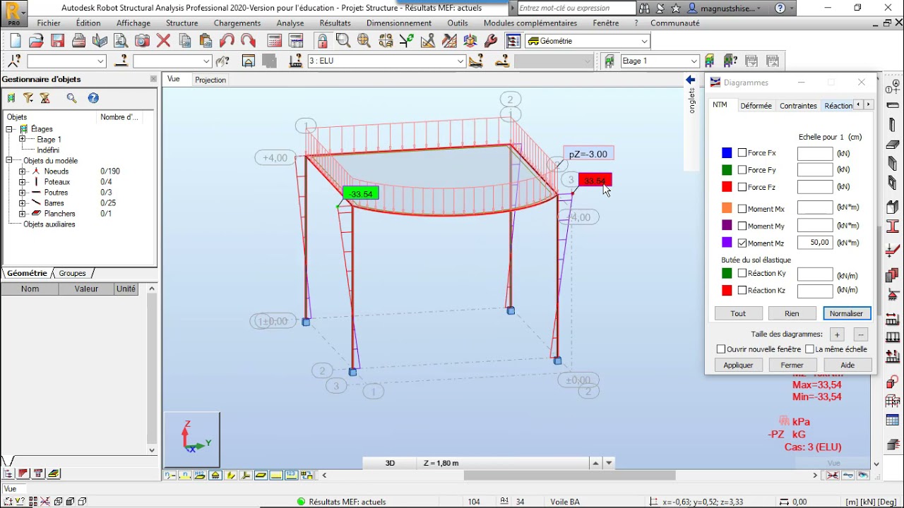 TUT0-ROBOT STRUCTURAL ANALYSIS: DIMENSIONNEMENT D'UNE POUTRE COURBE