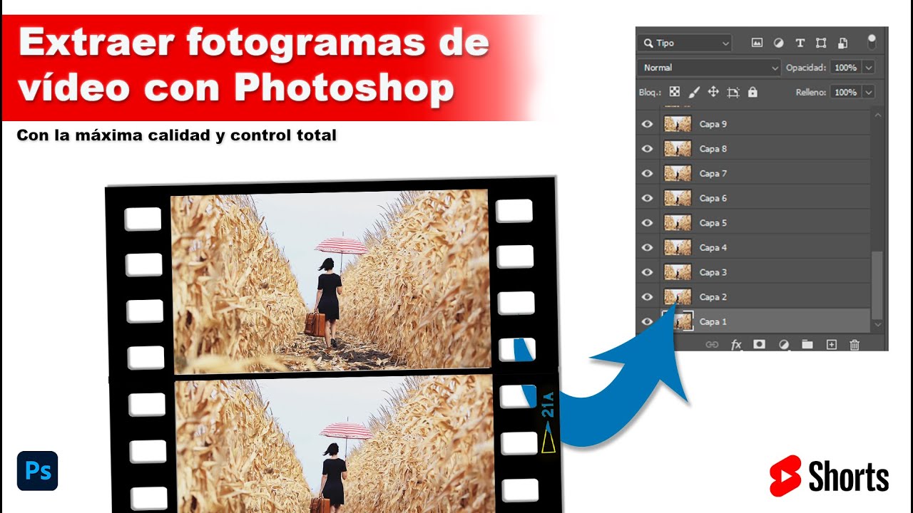 Extraer fotogramas de un vídeo con Photoshop #Short