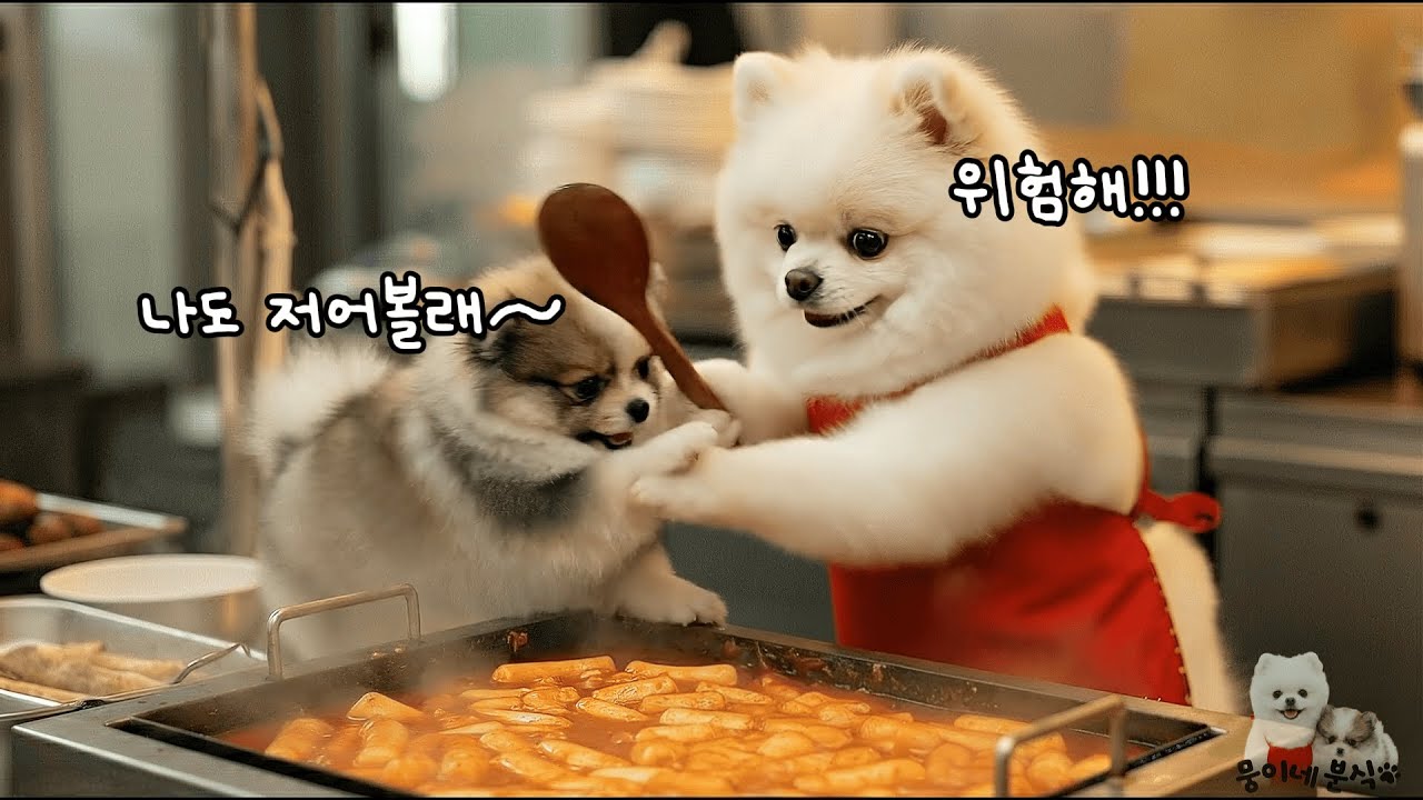 떡볶이 젓고 싶어 안달난 아기 댕댕이🐶🔥