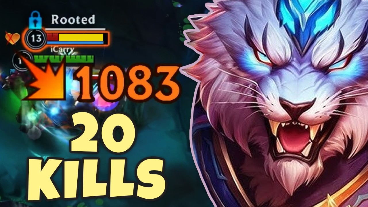 Wild Rift Rengar Hard Carry Gameplay 20 kills!