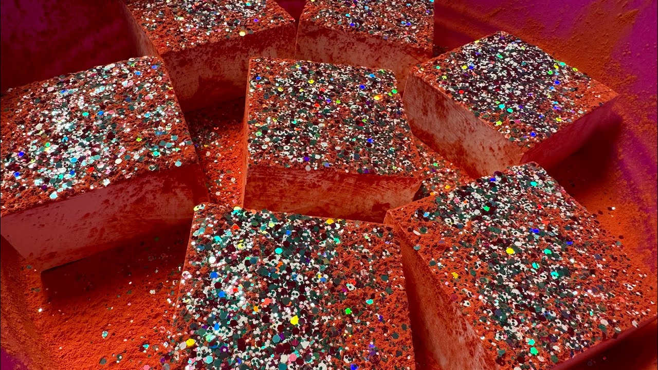 Red Powder & Glitter on Fresh Crunchy Chalk 