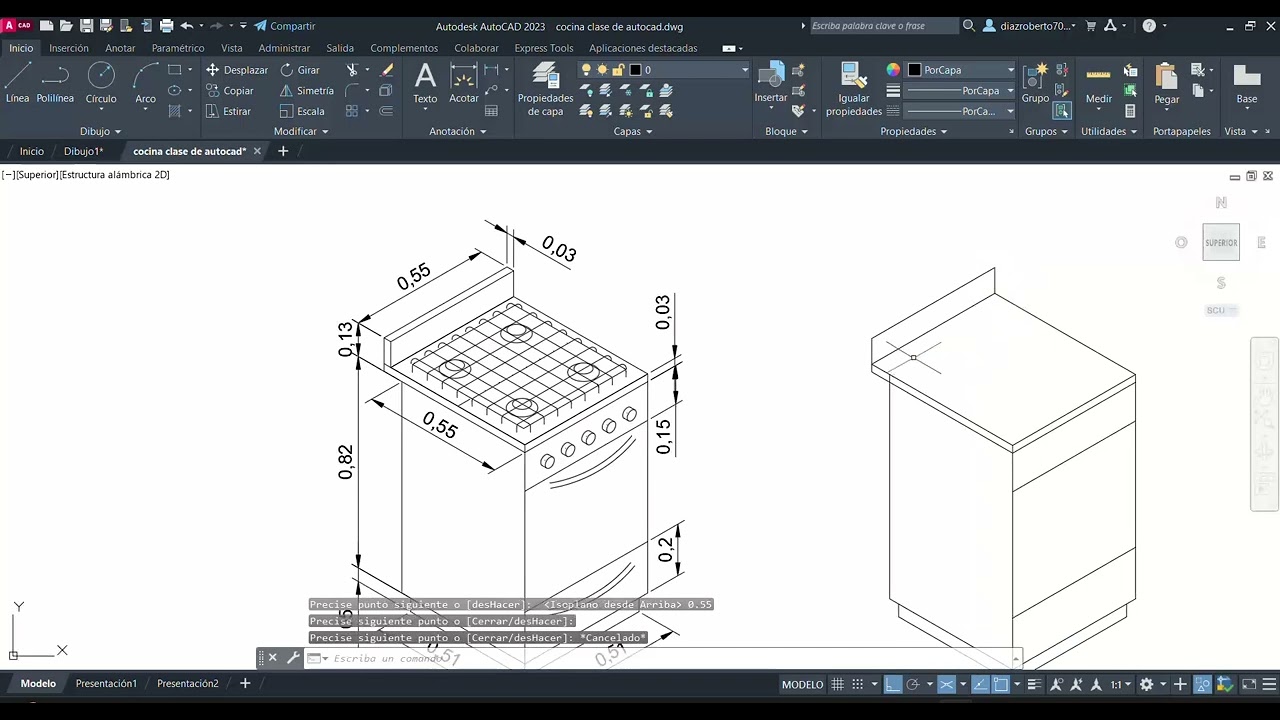COCINA ISOMÉTRICA EN AUTOCAD