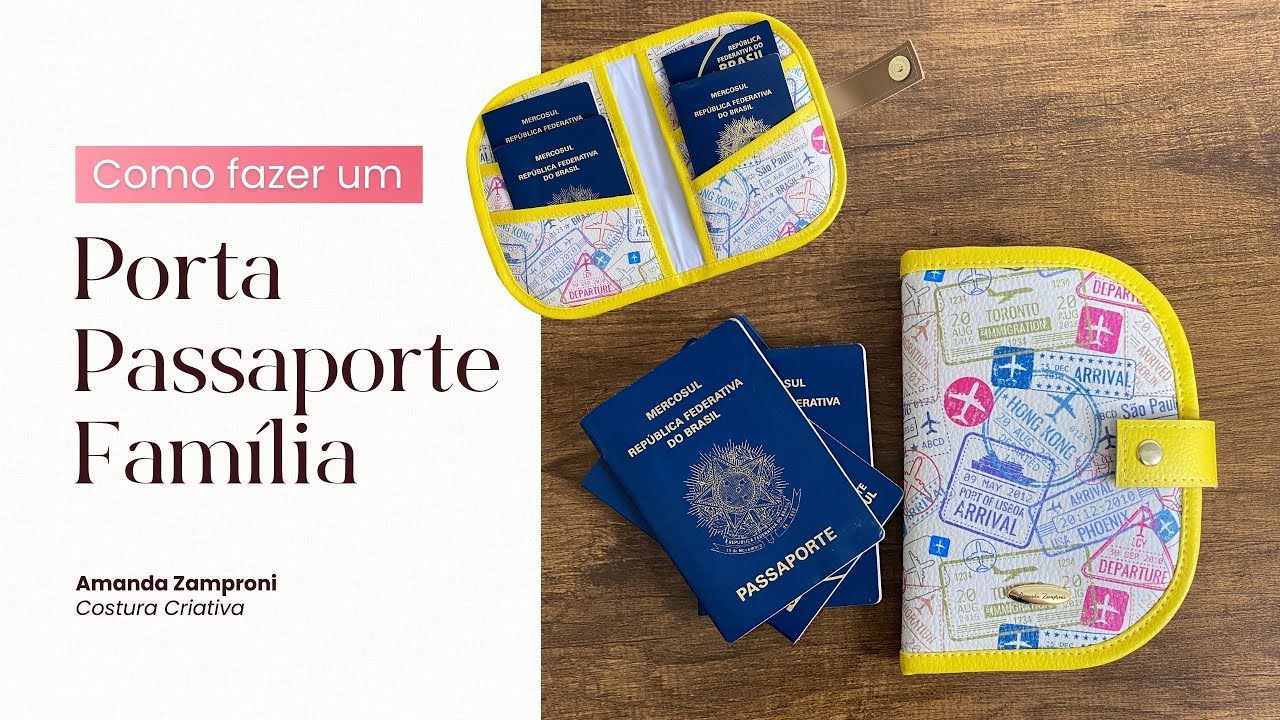 Como fazer um Porta Passaporte Família em Sintético - Passo a Passo - Tutorial