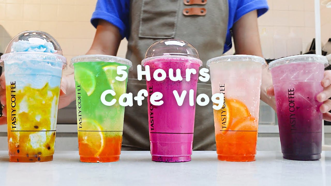 🌤️지치고 힘들 땐 음료 ASMR로 힐링해요/주중의 여유로움/5시간 모음🍹5 Hours Vlog/Cafe Vlog/ASMR/Tasty Coffee