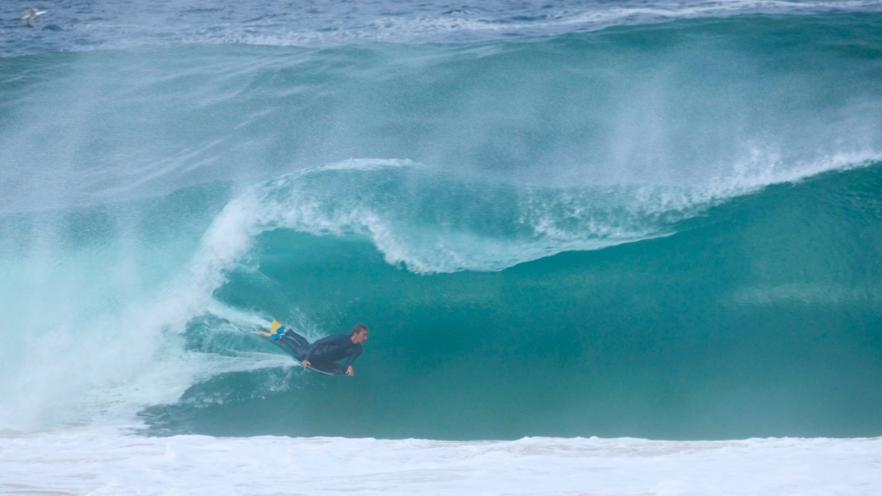BODYBOARDING RARE NAZARE WEDGE IN PORTUGAL