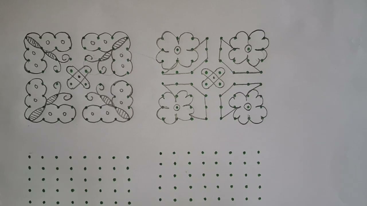 8×8 dots daily use dotrangoli designs. Kolam muggulu tipkyanchi_rangoli Alpana 