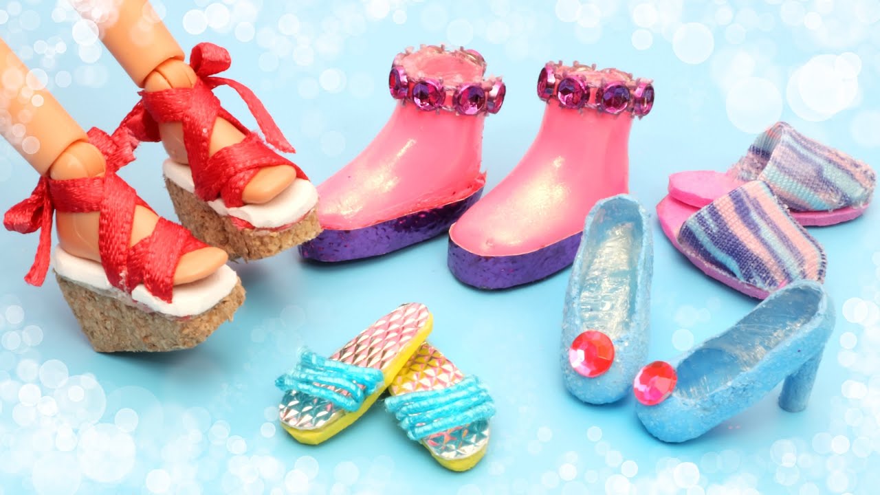 5 DIY Miniature Barbie Shoes - How to Make Doll Miniatures Tutorial