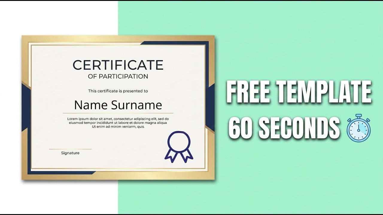Free Certificate of Participation Template (Customize in 60 Seconds)