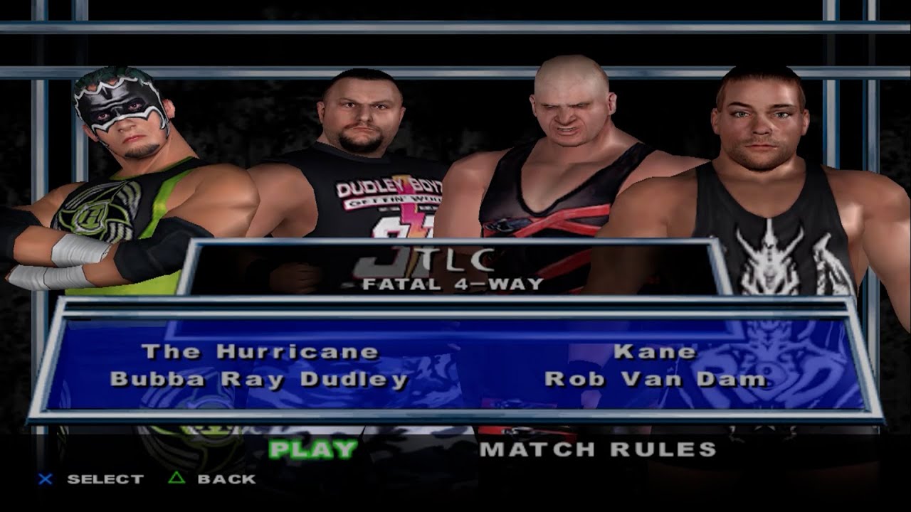 WWE SmackDown! Here Comes the Pain - TheHurricane,BubbaRaydudley,Kane,RVD (TLC)