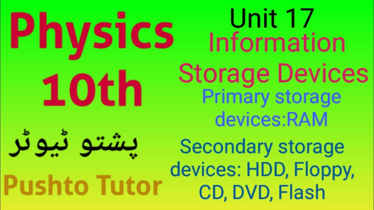 Information Storage Devices, Class 10 Physics, Primary and Secondary, HDD, Flash, CD, DVD, RAM, KPK