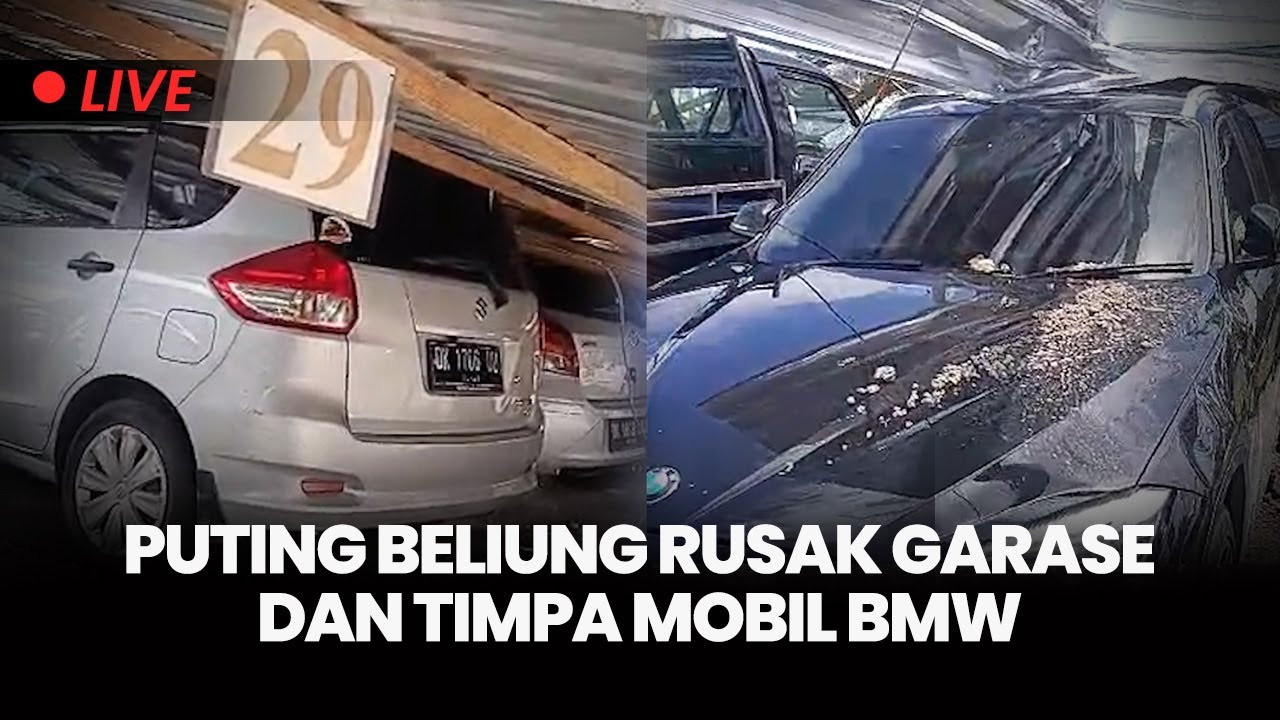 🔴Puting Beliung di Batubulan Gianyar Bali, Garase Ambruk Timpa Mobil BMW
