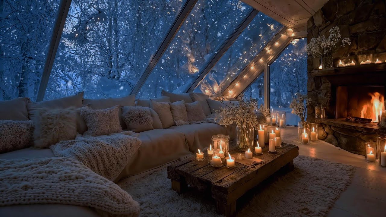 Solo Piano Music |  Falling Snow & Relaxing Music for Stress Relief, Sleep | Winter Wonderland