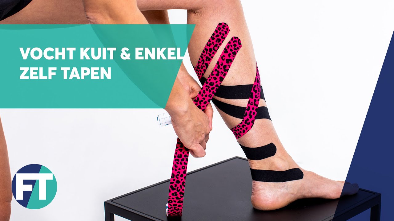 Zelf tapen bij vocht in enkel of kuit door een spierscheuring of zweepslag» Instructie » FysioTape