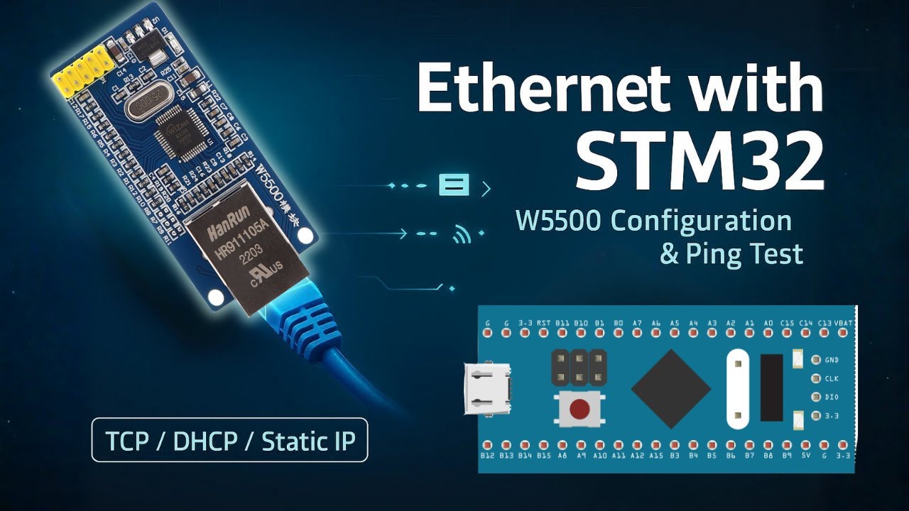 Модуль Ethernet W5500 с STM32 (ЧАСТЬ 1): DHCP, статический IP и пинг | STM32F103