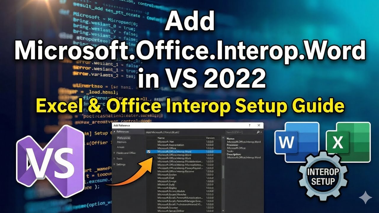 Add Microsoft.Office.Interop.Word in VS 2022 (Excel + Office Interop)