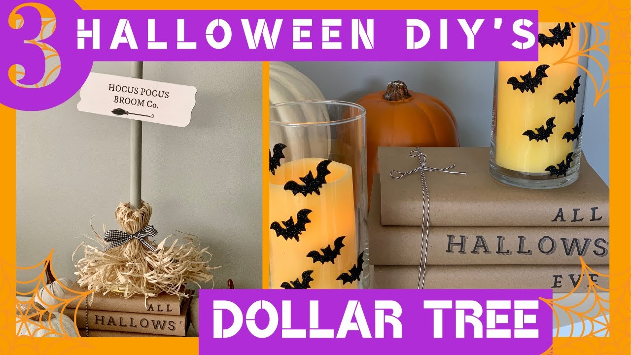 HALLOWEEN DOLLAR TREE 🎃 DIY’S *NEW* 3 EASY HALLOWEEN CRAFTS | Hocus Pocus Witch Broom