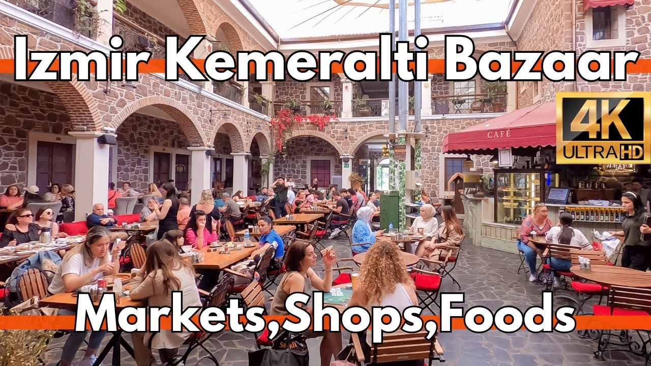 Izmir Turkey City Tour Kemeralti Bazaar,Markets,Street Foods,Restaurants,Shops On Weekend in 4K Walk