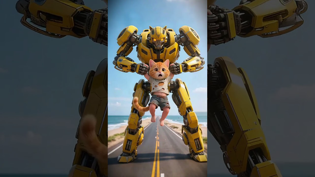 The poor kitten and the Transformer Bumblebee save goldfish!#shorts #ai #cat#funny#cartoon#animation