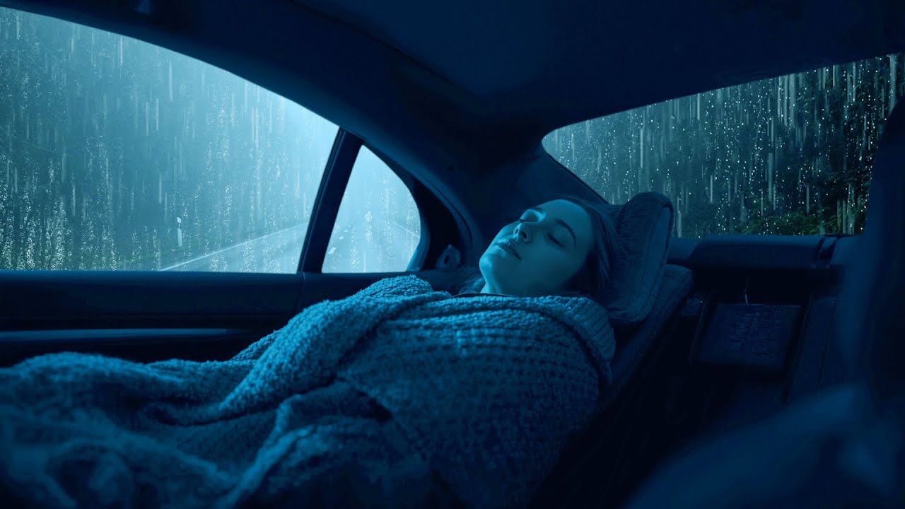 Heavy Rain & Thunder on Car 🚗⛈️ Stop Overthinking, Relax Your Mind & Sleep Fast