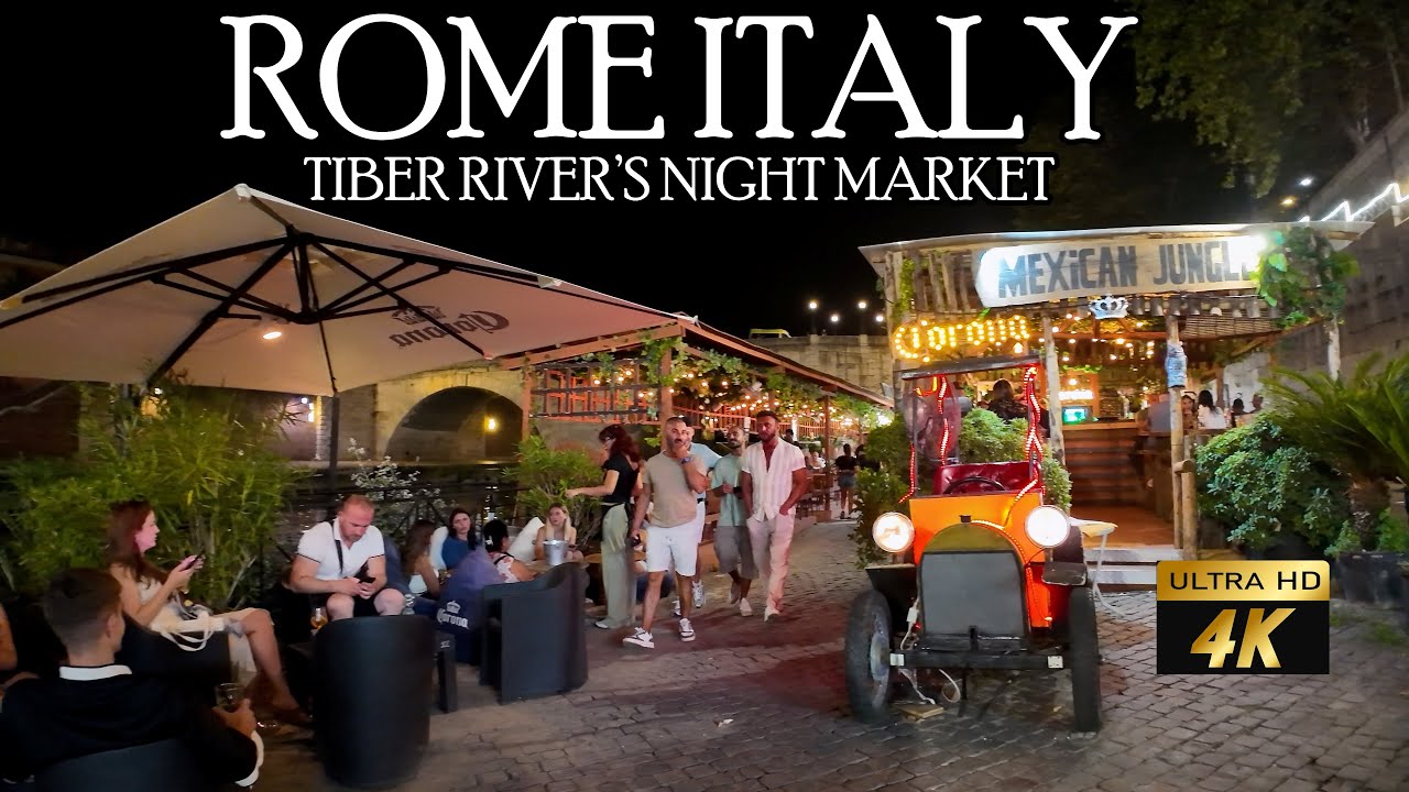 🌜🌟 TIBER RIVER NIGHT MARKET in ROME, ITALY 🇮🇹 | Magical Summer Nights by the Water 🌉🍷🍕