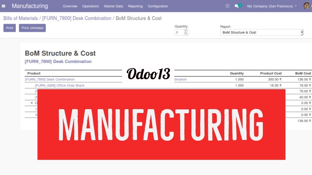 Odoo 13 Manufacturing Working and Overview