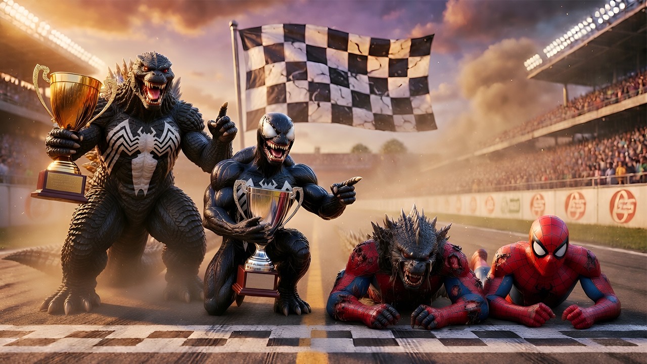 😱 Godzilla Spider vs Godzilla Venom Epic Race! Who Wins the Monster Race?