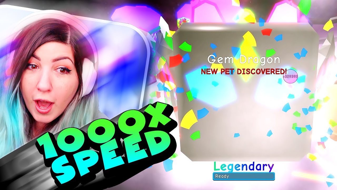 Bubble Gum Simulator except every time we hatch a LEGENDARY PET the video SPEEDS UP!