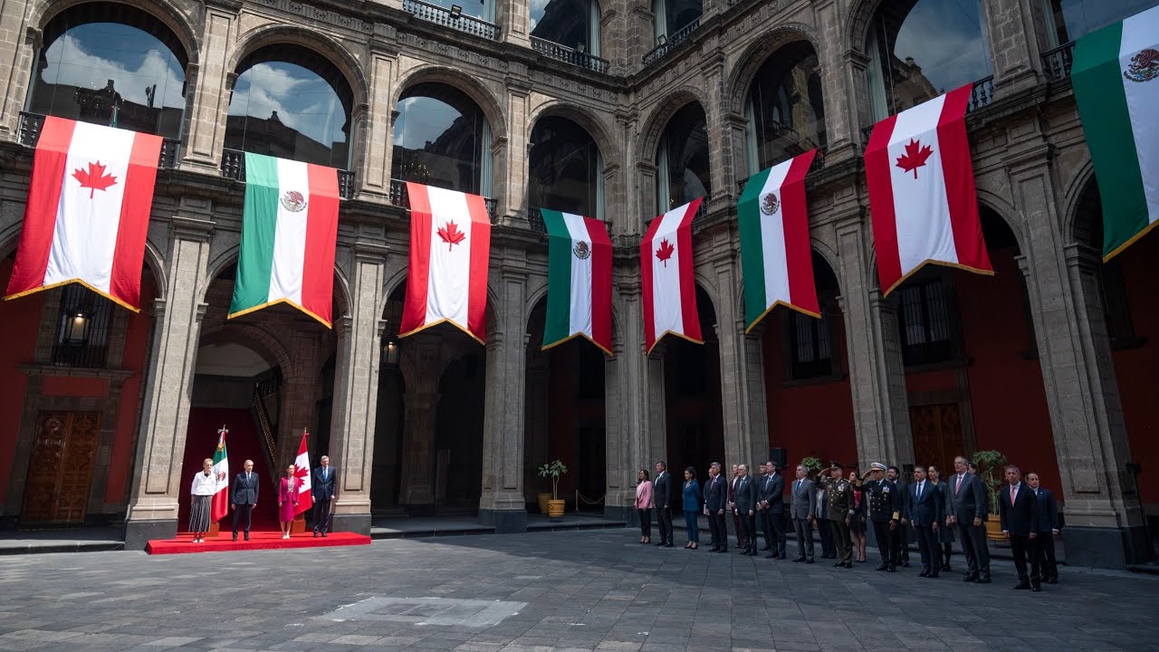 Bienvenida oficial al primer ministro de Canadá, Mark Carney. Palacio Nacional