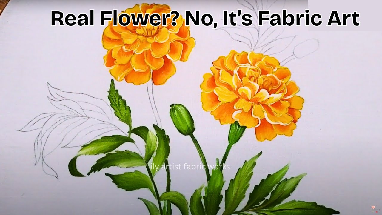 Marigold Flower Painting on Fabric – Rare Design with Realistic Look | Step-by-Step Tutorial