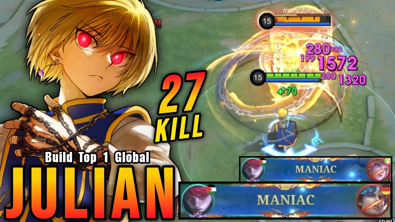 27 Kills + 2x MANIAC!! Julian Insane Burst Damage!! - Build Top 1 Global Julian ~ MLBB