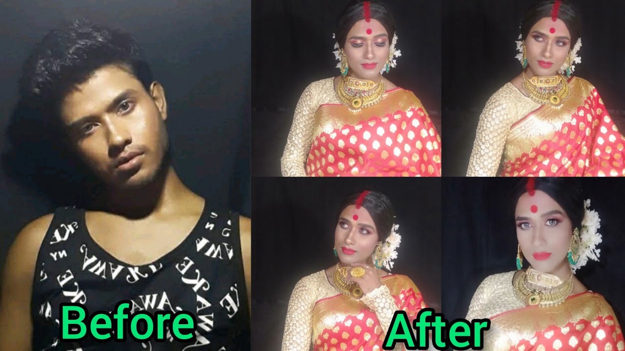 Beautiful male to female tranceformation makeup tutorial, how to step by step Boy to girl Makeup