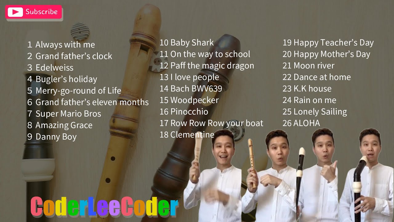 [1 Hour Beautiful Recorder Music 26 songs] for Studying and Sleeping