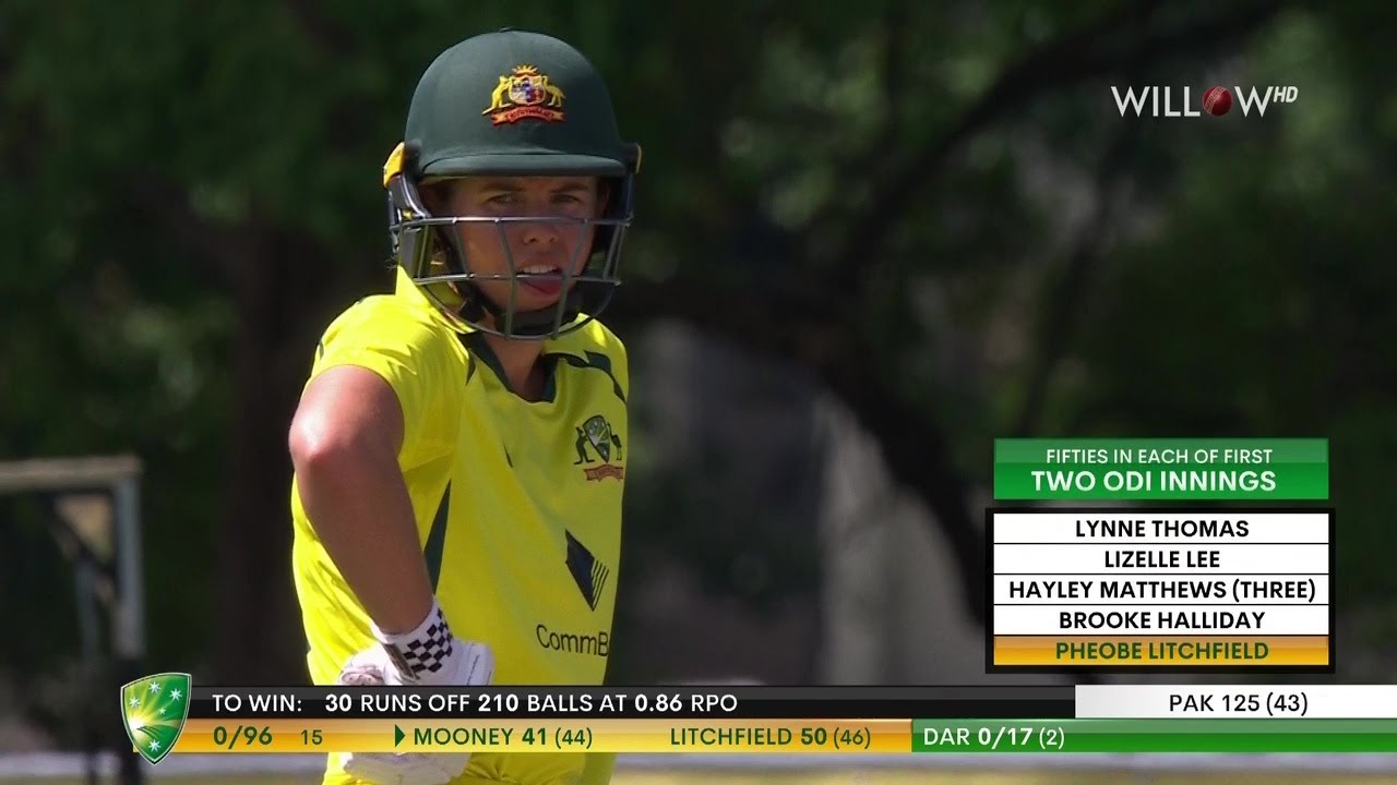 Phoebe Litchfield 67 runs vs Pakistan Women| 2nd ODI - Australia Women vs Pakistan Women