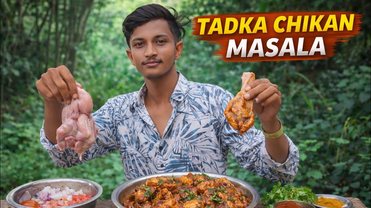 TADKA CHIKAN MASALA 😋 | Jungle Style Chicken Masala Recipe | Desi Cooking 🥘 | Arjun Jungle Cooking 