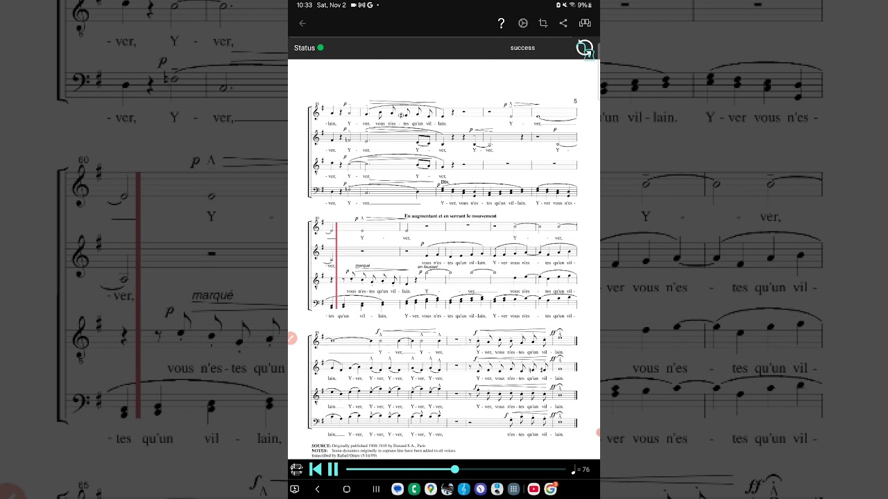 ALTO SING-ALONG, Yver vous n'estes qu'un villain, Slow then fast at 3:45