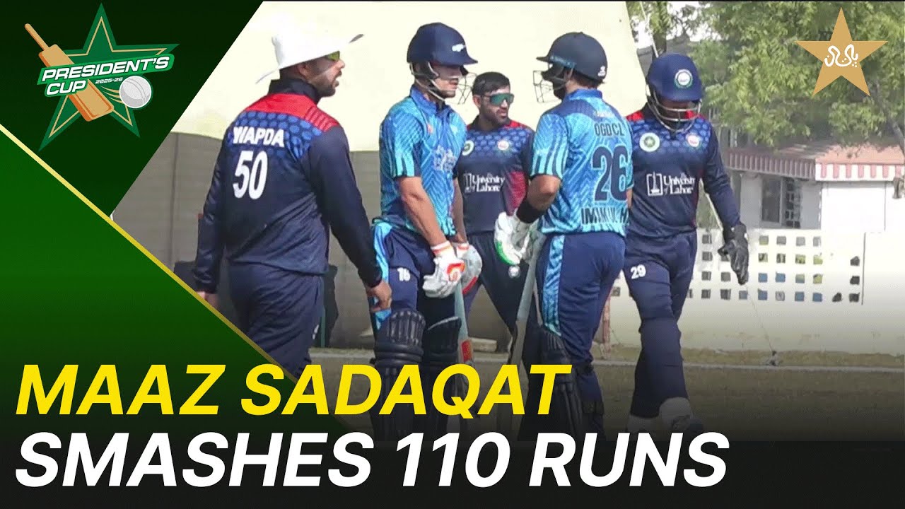 Maaz Sadaqat Smashes 110 Runs💥 | OGDCL vs Wapda | President's Cup Grade I 2025-26 | PCB | M2V1S
