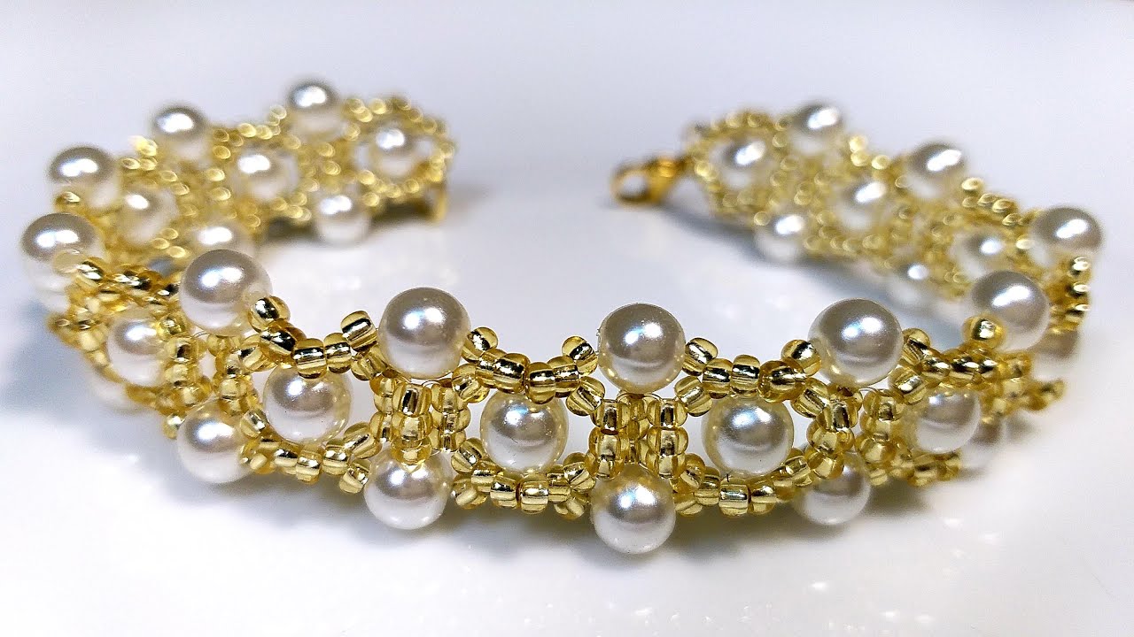 Bella Pulsera de Perlas y Mostacillas...Clase #341!!!
