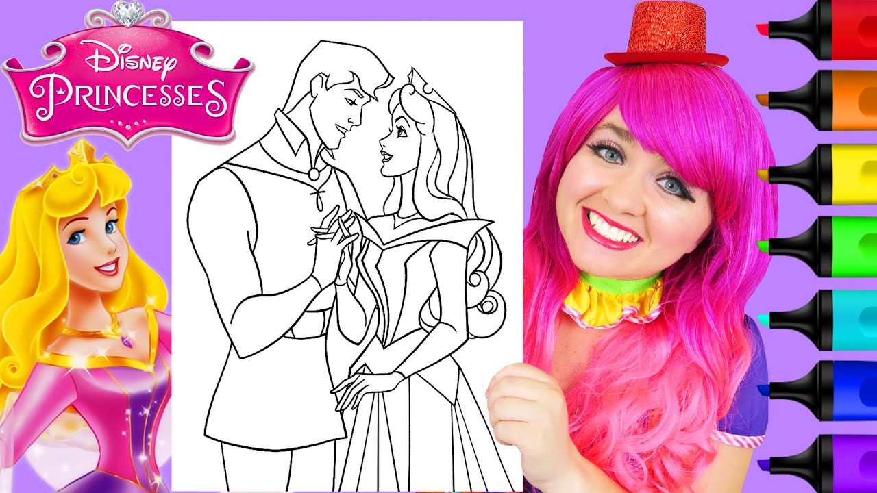 Coloring Princess Aurora & Prince Phillip Sleeping Beauty | Markers