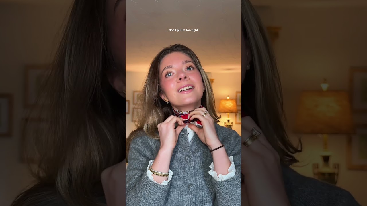 How I tie a silk scarf as a choker! #silkscarfstyles #preppyfashion #fallfashion #scarftutorial